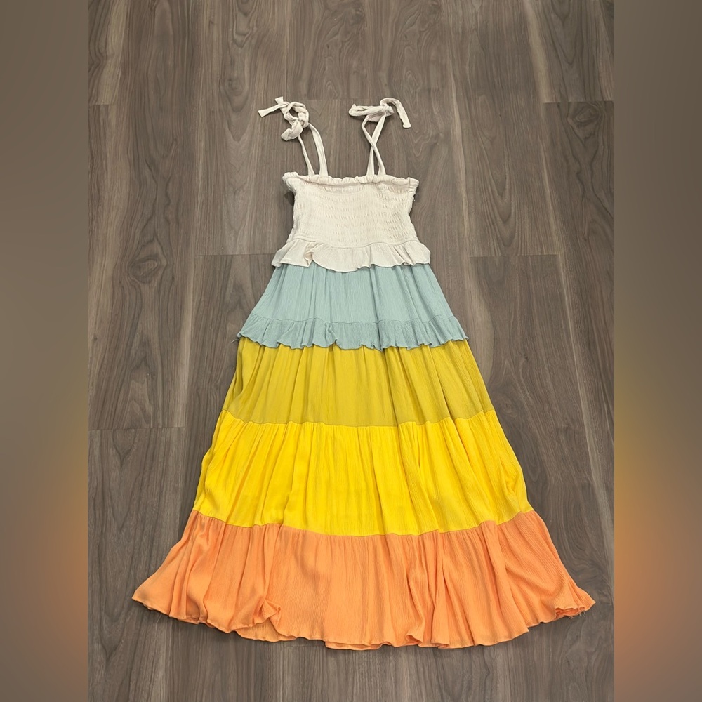 Aaron & Amber Smocked Top Color Block Dress - Size: S